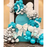 141pcs Teal Blue & Silver Balloon Garland Kit for Birthday and Wedding Decor