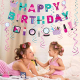 Makeup Birthday Party Decorations - 46Pcs Kit, Pink Spa Themed Birthday Supplies With Banner, Balloons, Cake Topper