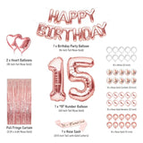 15 Party Supplies Rose Gold 15Th Birthday Decorations For Girls With H