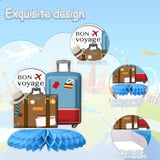 12Pcs Travel Themed Party Decorations Travel Honeycomb Centerpieces Bon Voyage Party Decor Adventure Awaits Table Toppers For Baby Shower Retirement Birthday Party