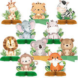 10PCS Jungle Animals Honeycomb Centerpieces for Safari Baby Shower & Wild One Party Decor
