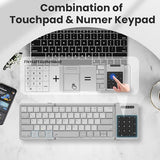 Pocket Foldable Wireless Keyboard With Touchpad Number Pad For Trip Travel Meeting For Tablets Fold Phone Laptop Pc, Full Size (Small) Magnetic Folding Keyboard (Grey)