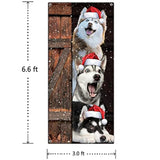 Funny Merry Christmas Dogs Door Banner - Santa Husky Dogs Decoration Xmas Party Supplies Photography Background New Year Sign