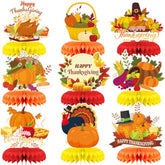 9Pcs Thanksgiving Centerpiece Fall Centerpiece Table Decorations Pumpkin Turkey Honeycomb Thanksgiving Table Centerpiece For Thanksgiving Table Decoration Autumn Theme Birthday Party Supplies
