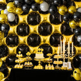 25pcs Black Gold Square Balloons Wall Backdrop for Party Decorations