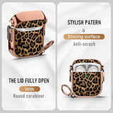 For Cute Airpods Case (2019) With Safety Lock,Compatible Leopard Print Airpod 2Nd Generation Case For Women Girly With Keychain-Gold