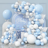 Blue & Silver Balloon Arch Kit: Baby Shower Birthday Party Decor