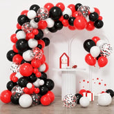 129pcs Red Black White Balloon Garland Kit with Confetti for Party Decorations