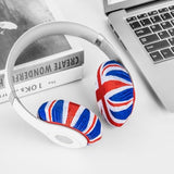 Geekria 2 Pairs Flex Fabric Headphone Covers - Product Safety Certified - Washable & Stretchable Sanitary Protectors for Over-Ear Headsets, Sweat Pads for Gym, Gaming (M/England Flag)