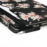 Tytx Compatible With Macbook Air Leather Case 13 Inch 2021 2020 2019 2018 (A2337 A2179 A1932) Laptop Sleeve Protective Folio Book Cover (New Macbook Air 13", Black Flower)