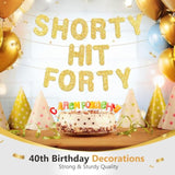 Pre-Strung Shorty Hit Forty Gold Glitter Funny 40th Birthday Party Banner