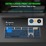 Large Print Backlit Keyboard With 7-Color Backlit, Wired Usb Lighted Computer Keyboards Oversize Letters Keys Easy To See, Illuminated Keyboard For Pc, Laptop,Windows Desktop