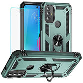 Dark Green Moto G Play 2023 Case with HD Screen Protector and Ring Stand