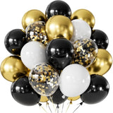 60pcs Black Gold Confetti Balloons 12inch New Year 2026 Party Decor