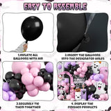 Halloween Balloon Arch Kit - Black, Pink, Purple with Ghost & Pumpkin Foil Balloons Decor