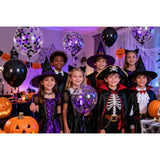 50PCS Purple Black Confetti Balloon Set 12" Latex Balloons for Halloween Party Decorations