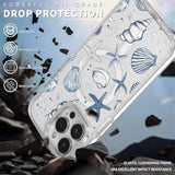 Compatible With Iphone 16 Pro Case For Magsafe, Clear White With Ocean Shells Design Drop Proof Rugged Magnetic Charge Shockproof For Iphone 16 Pro