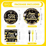 96Pcs 50th Anniversary Matrimony Party Decorations, Serves 24