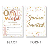 Boho Rainbow Girl 1St Birthday Party Invitations Supplies Fill-In Set Of 20 With Envelopes Modern Rainbow 1St Birthday Bash Invites Cards, Double Sided