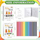 Baby'S First Abc Book With 24 Colored Pencil, Baby Shower Keepsake Game Activity, Alphabet Coloring Guest Book, Alphabet A To Z Coloring Cards Interactive Keepsake For Guests(Mixed)