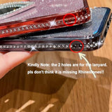 Glitter Mirror Kickstand Case for iPhone 17 Pro Max, Cute Bling Sparkly Rhinestones Diamond Case with Camera Protector & Heart Makeup Mirror Stand Women Girls Cover for iPhone 17 Pro Max, Orange