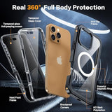 For Iphone 16 Pro Max Case, Double Front Frame Built-In 9H Tempered Glass Screen Protector + Privacy Screen Protector, Compatible With Magsafe, Magnetic Phone Case For Iphone 16 Pro Max