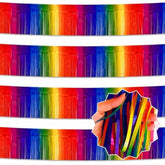 4 Pack 10 Ft Dark Rainbow Foil Fringe Garland Metallic Streamers Tinsel Banner Wall Hanging Garland Backdrop For Parade Floats, Halloween, Christmas, Thanksgiving, New Year Party Decorations