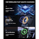Wireless Car Charger, 15W Qi Fast Charging Auto Clamping Car Phone Holder Charger Mount Vent For Iphone 15 14 13 12 Pro Max 11 Xr Xs X, Samsung Galaxy S24 Ultra S23 S22 S21+ Note 20, Etc