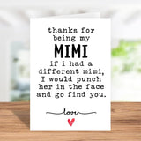 Grandma Mimi Mothers Day Card Funny Birthday Card For Grandmother Granny Nana Birthday Greeting Card For Mimi Grandma Gigi Thank You Grandma Card Hilarious Greeting Cards With Envelopes 5X7 For Mimi