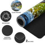 Gaming Mouse Pad Bass Fish Extra Large Desk Mat Non-Slip Soft Rubber Mousepad For Desktop Office Stitched Edges Waterproof Keyboard Mat For Computer Laptop 35.4''X15.7''