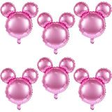 6pcs Pink Mouse Head 24" Foil Balloons for Birthday & Baby Shower