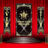 3 Pcs Vip Party Decorations Vip Stage Door Entrance Movie Night Banner Porch Sign Star Stage Door Porch Banner Theme Doors Cover For Movie Night Music Award Party Supplies