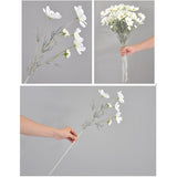 4 Pcs Artificial Wild Flower Fake Cosmos Silk Flower For Wedding Table Centerpieces Home Kitchen Garden Decor 23.6'' High (White)