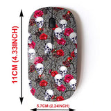 2.4G Wireless Mouse With Cute Pattern Design For All Laptops And Desktops With Nano Receiver - Skulls Rose Flowers Branchess