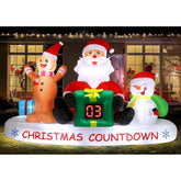 10 Ft Christmas Inflatable Outdoor Decorations With Led Christmas Countdown Clock, Snowman Santa And Gingerbread Man, Li