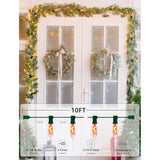 10Ft Flickering Flame String Lights With 10 C18 Flicker Amber Flame Lights Bulbs, E12 Candlestick Base Christmas String