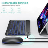 Bluetooth Keyboard And Mouse Combo For Ipad - Rechargeable Wireless Keyboard & Mouse With 7-Color Backlit Compatible With Ipad 10Th/9Th/8Th Gen, Ipad Pro/Air/Mini, Iphone15/14/13 Pro, Black