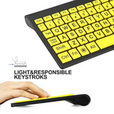 Full Size Large Print 2.4G Wireless Keyboard And Mouse With Oversized Print For Kids Visually Impaired Low Vision Individuals (Yellow)