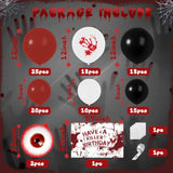 Halloween Balloon Arch Kit with Red Black White Bloody Hand & Eye Balloons