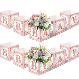 10 Piece 7X 7X 7 Inch Baby Shower Centerpiece Boxes Baby Shower Party Decorations Table Display With Letters Gender Reveal Party Favor Block Holder(Floral Style)