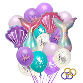 28 Pcs Mermaid Balloons For Party Girls Kids Under The Sea Theme Baby Shower Birthday Colorful Decorations Include Mermaid Tail Seashell Foil Latex Balloons