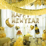 Gold Foil Fringe Garland 10Ft 2Packs, Metallic Foil Tinsel Fringe Banners For Parade Float Decorations Wedding, Birthday Party Graduation (Two Gold)