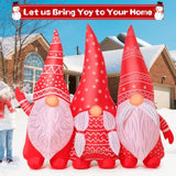 6.8 Ft Width Christmas Inflatable Gnomes Outdoor Decoration Blow Up Yard Three Xmas Midgets Holding Hands With Built-In