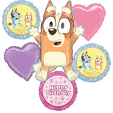Bingo and Bluey Girl Birthday Party Supplies Foil Balloon Bouquet Decorations 6pc