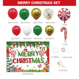 Christmas Party Decorations Set,With Red Green Balloon Garland Arch Kit ,Merry Christmas Backdrop Banner ,Candy Cane Foil Balloons For Xmas Party Decorations