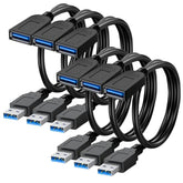 SaiTech IT 6 Pack Short Length 1 Feet USB 3.0 Extension Cable, USB 3.0 A Male to Female Extender Cable Bulk USB Extension Cable - Black