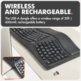 Ergonomic Keyboard Wireless - Your Comfort Matters - Full Size Rechargeable 2.