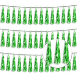 3P Metallic Fringe Tassel Banner Garland Foil Tinsel Streamer Wall Hanging Curtain Backdrop Banner For Parade Floats, Graduation Decorations, Father'S Day Party Decoration(Green)