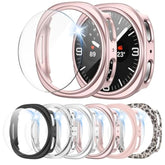 [6+6Pack Screen Protector Case For Samsung Galaxy Watch 8 40Mm, Bubble Free Anti-Fog Tempered Glass Film And Waterproof Hard Pc Protective Bumper No Water Collected Protective Cover Set