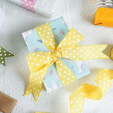 Yellow Polka Dot Burlap Ribbon Wired Edge Ribbon 2.5 Inch X 10 Yards Y